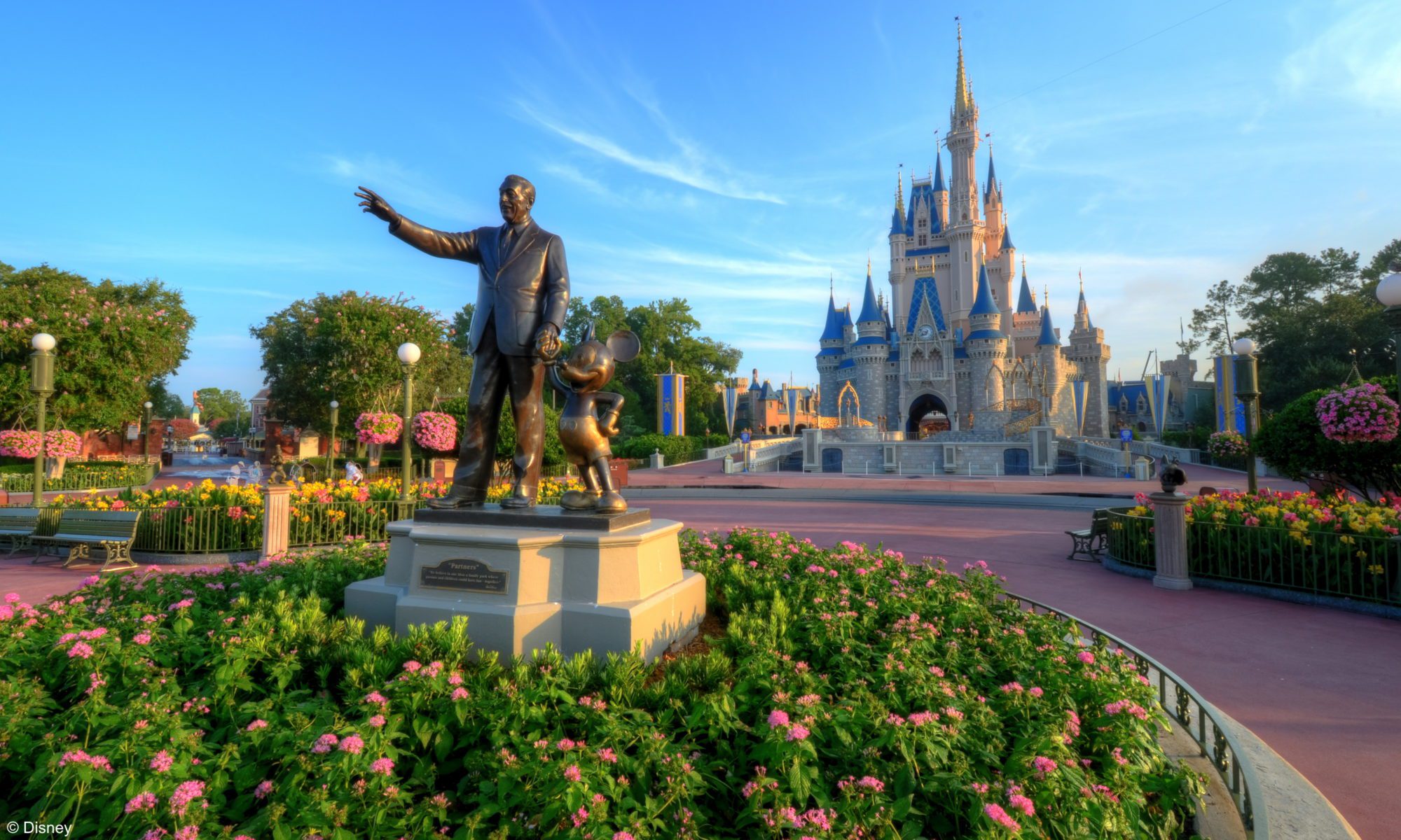 Walt Disney World's Magic Kingdom with Partners Statue and Cinderella Castle