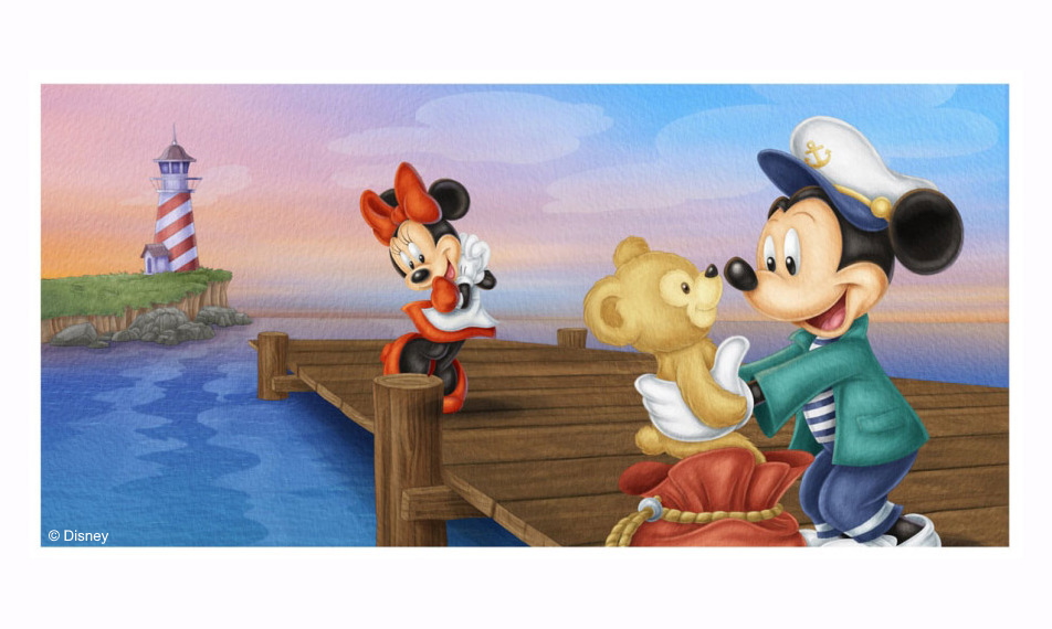 Duffy, the Disney Bear with Mickey and Minnie