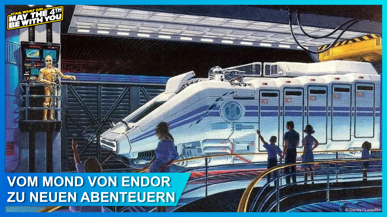 Die Warteschlange von Star Tours als Zeichnung