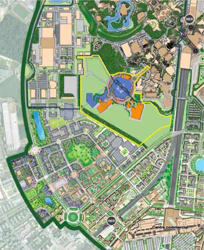 Blick in die Glaskugel: Was die Zukunft für Disneyland Paris verspricht 5 Der Bebauungsplan für Val d'Europe mit der Erweiterung des Walt Disney Studios Parks.