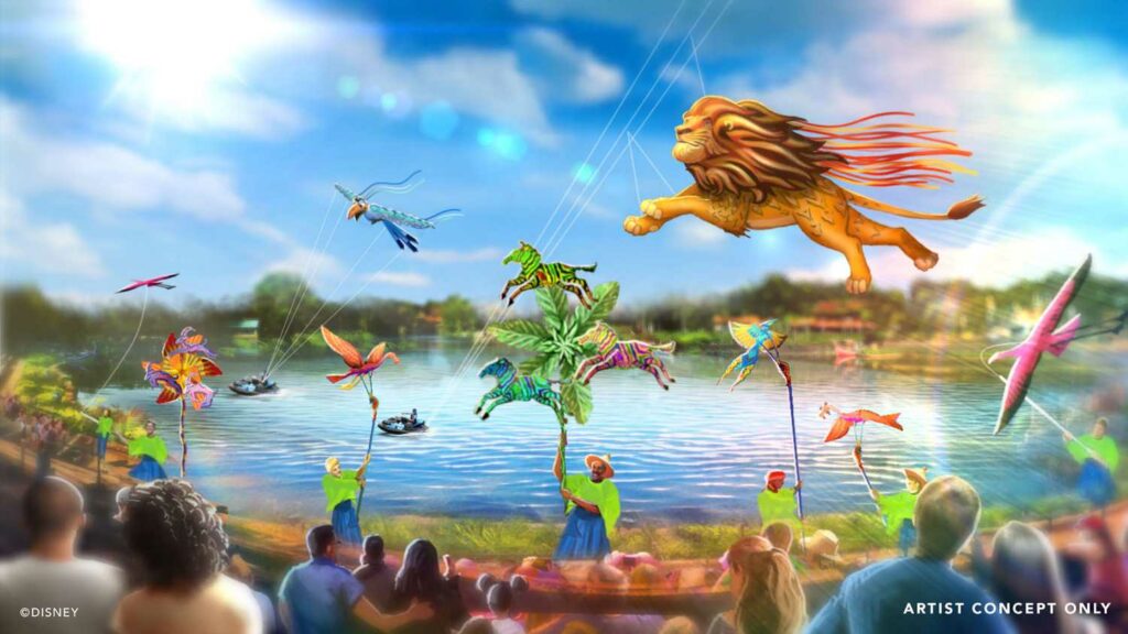 Drachen tanzen am Himmel bei Disney KiteTails in Disney's Animal Kingdom
