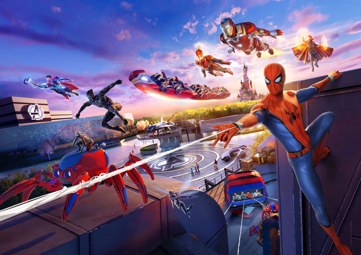 Neue Details & Programm zur Feier vom 30. Geburtstag von Disneyland Paris - inklusive innovativer Drohnen-Show! 15 Avengers Campus Artwork mit Spider-Man Web Slingers und Avengers / Iron Man Coaster
