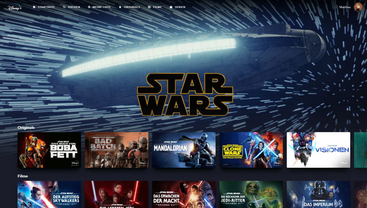 Star Wars Filme und Serien auf Disney+ © Disney   