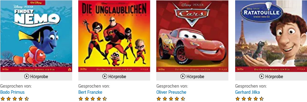 Die Disney-Abenteuer als Hörspiel direkt zum Mitnehmen auf die Ohren! 4 Pixar Hörspiele