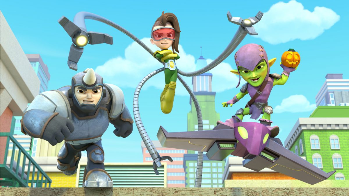 Gewinnspiel zum Serien-Neustart im Disney Channel: Marvel's Spidey und seine Super-Freunde 5 Rhino, Doc Ock und der Grüne Kobold in Spidey und seine Super-Freunde