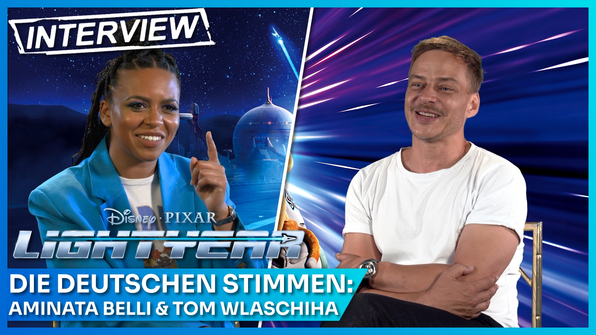 Lightyear-Synchronsprecher Tom Wlaschiha und Aminata Belli im Interview