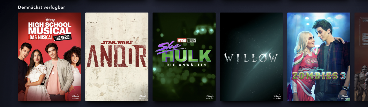 Demnächst verfügbare Titel auf Disney+