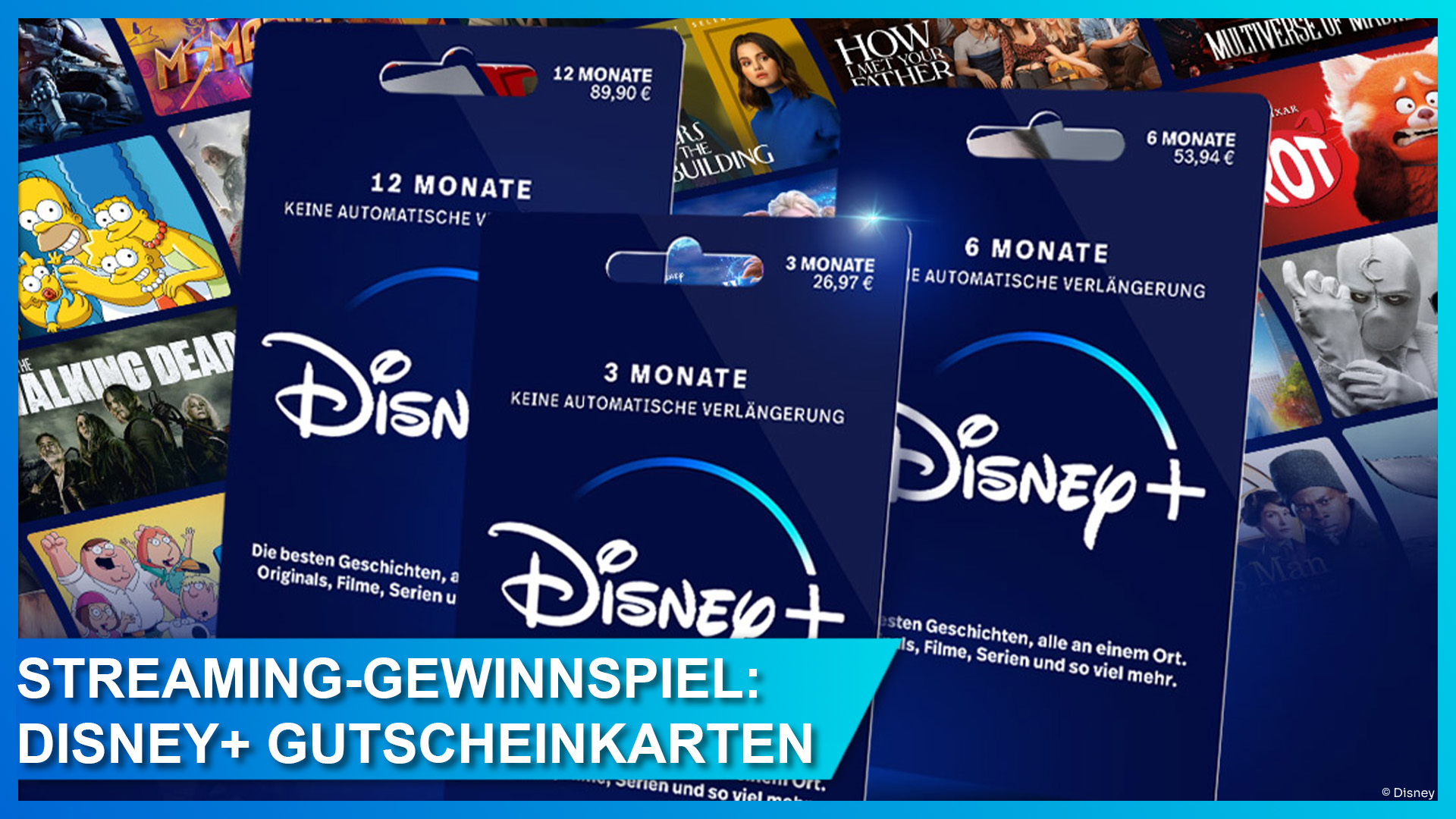 Disney+ Streaming-Sommer Gutscheinkarten Gewinnspiel