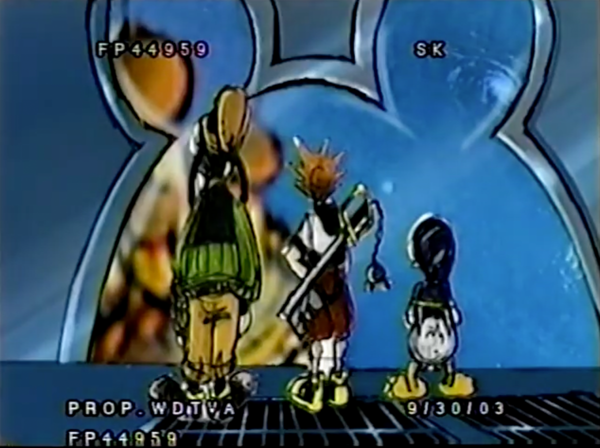 Goofy, Sora und Donald Duck in der nie-veröffentlichten Kingdom Hearts Animationsserie im Gumi-Jet