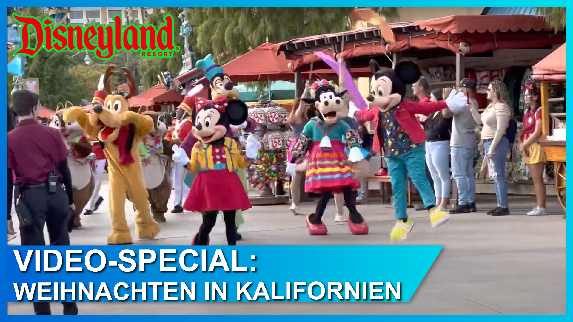 Weihnachten in Disneyland Resort in Anaheim, Kalifornien mit Paraden, Shows, Attraktionen und Feuerwerk mit Micky Maus und seinen Freunden