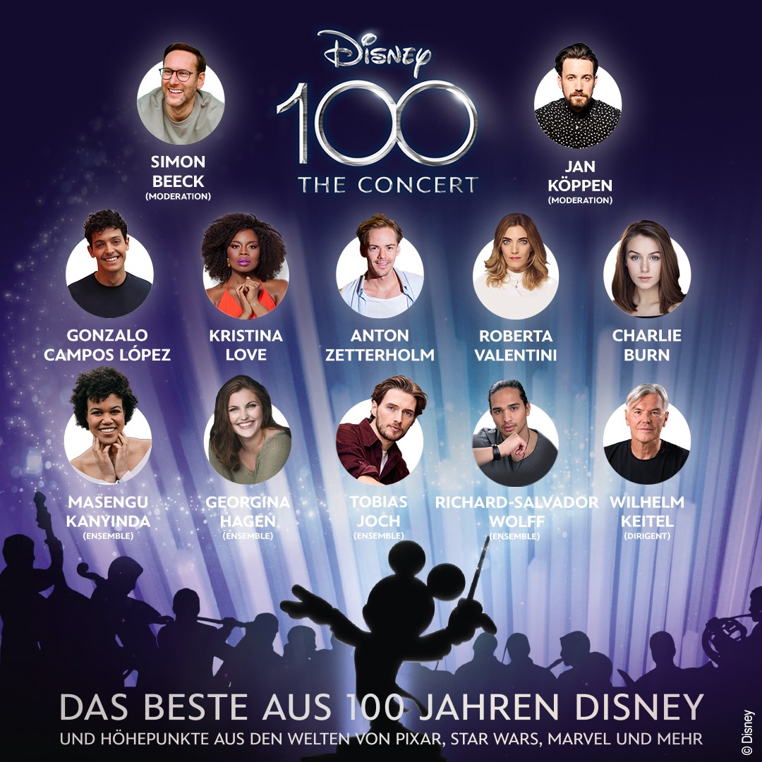 “Disney100 – The Concert” im April + Mai 2023 auf großer Tour durch Deutschland, Österreich und die Schweiz! Tickets jetzt erhältlich! 3 Die Besetzung von Disney100 - The Concert