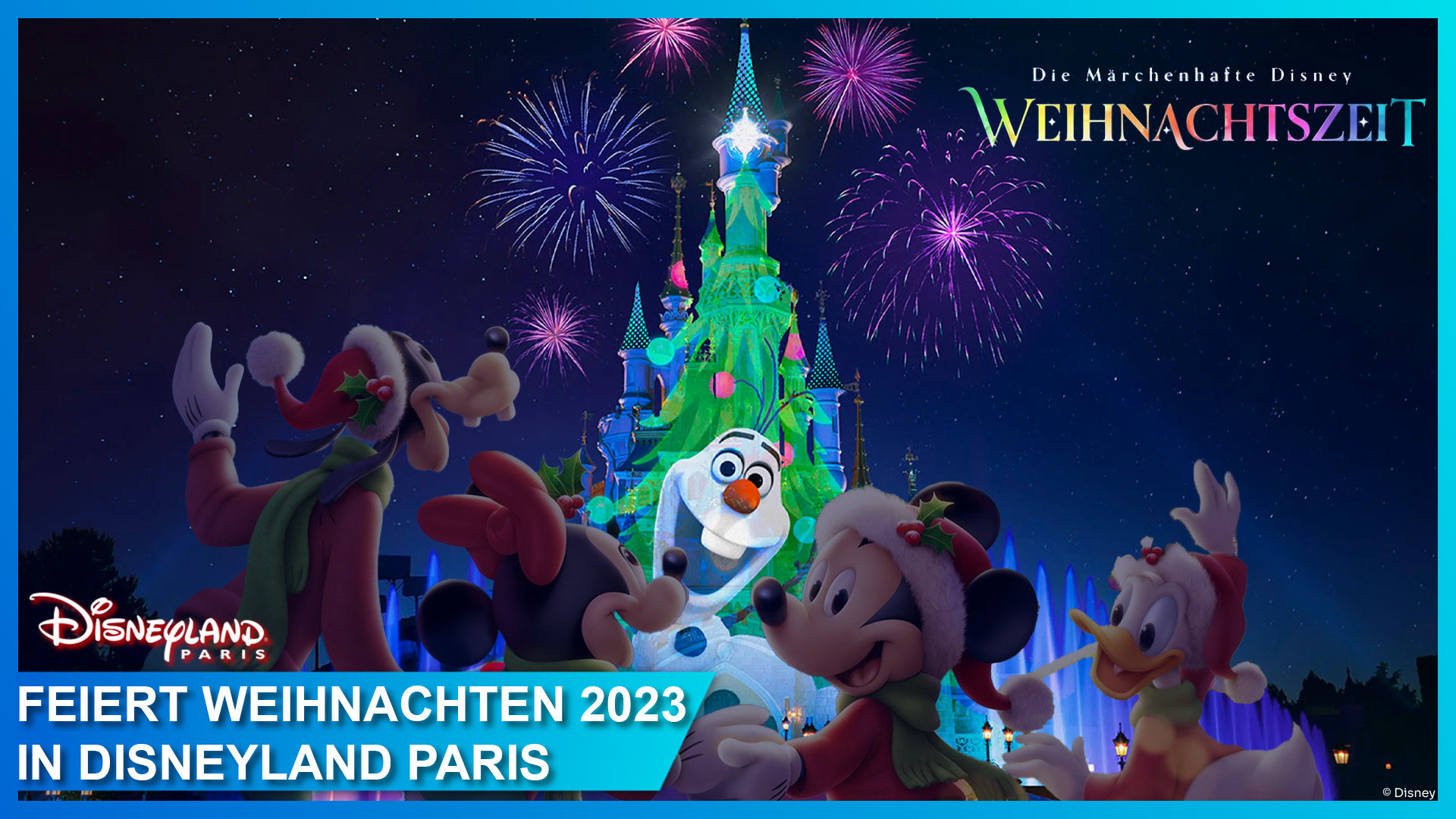 Die Weihnachtssaison vom 11. November 2023, den kompletten Dezember bis zum 7. Januar 2024 in Disneyland Paris mit Micky Maus, Minnie Maus, Donald Duck und Goofy