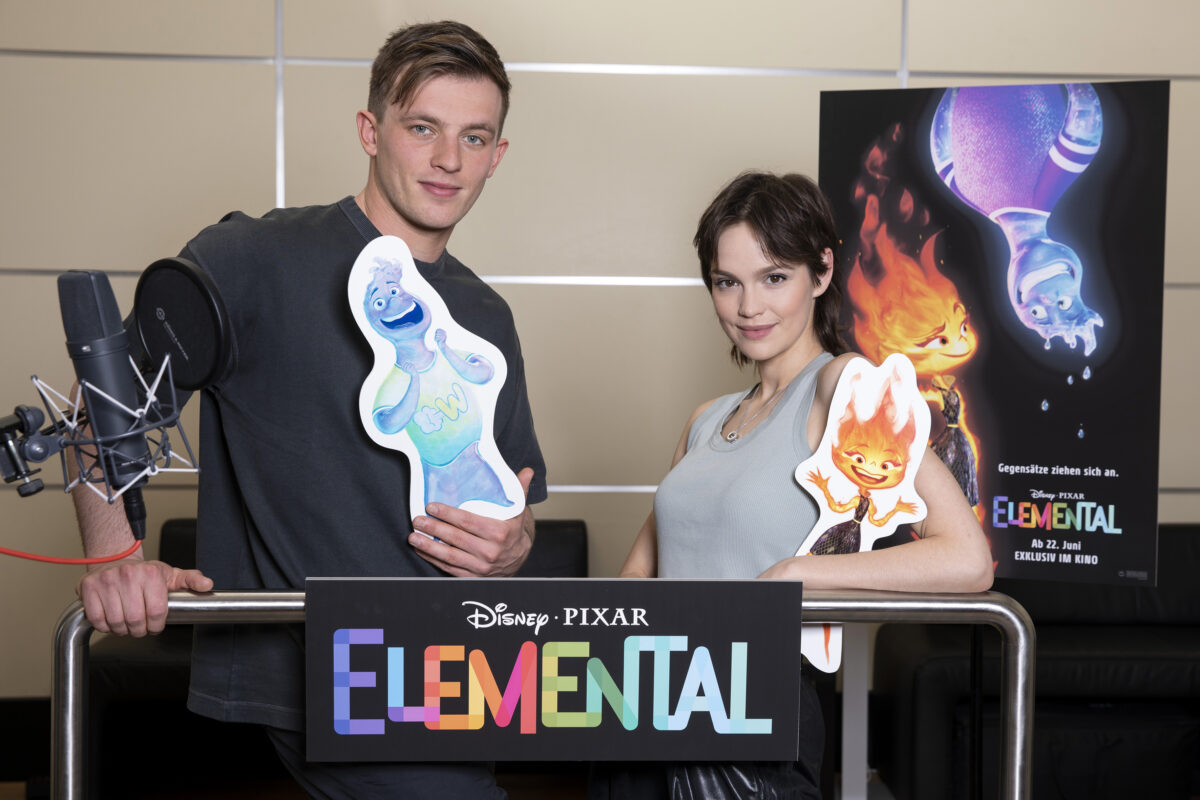 Emilia Schüle ist die deutsche Synchronsprecherin für Ember und Jannis Niewöhner ist Synchronschauspieler für Wade in Disney-Pixars ELEMENTAL