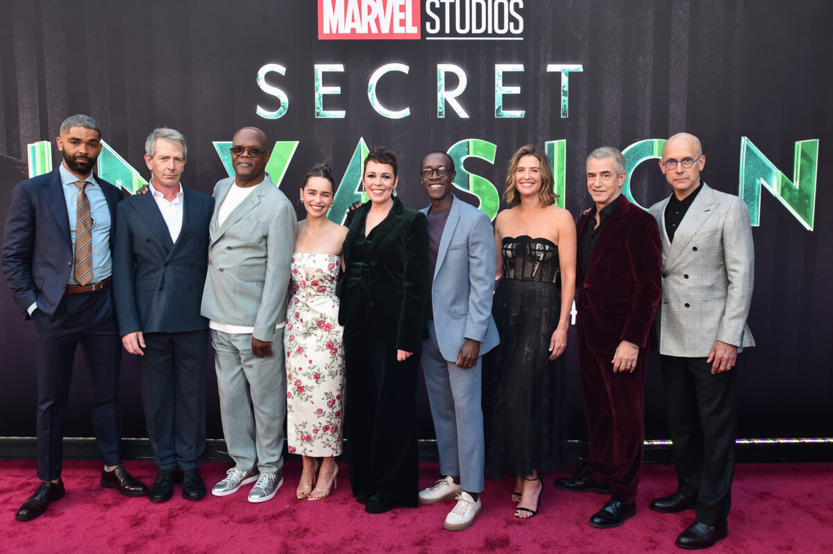 Kingsley Ben-Adir, Ben Mendelsohn, Samuel L. Jackson, Emilia Clarke, Olivia Colman, Don Cheadle, Cobie Smulders, Dermot Mulroney und Ali Selim bei der Premierenfeier von Marvel Studios' Secret Invasion