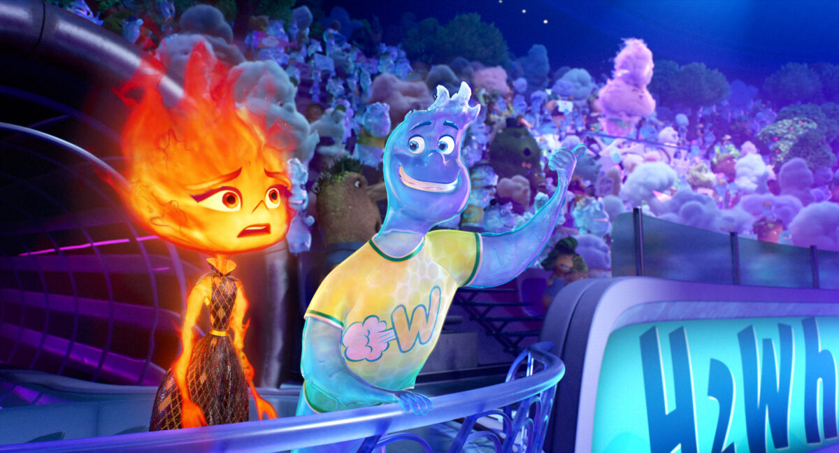 Die Feuer- und Wasserelemente Ember und Wade sind die Hauptfiguren in Disney-Pixars "Elemental"