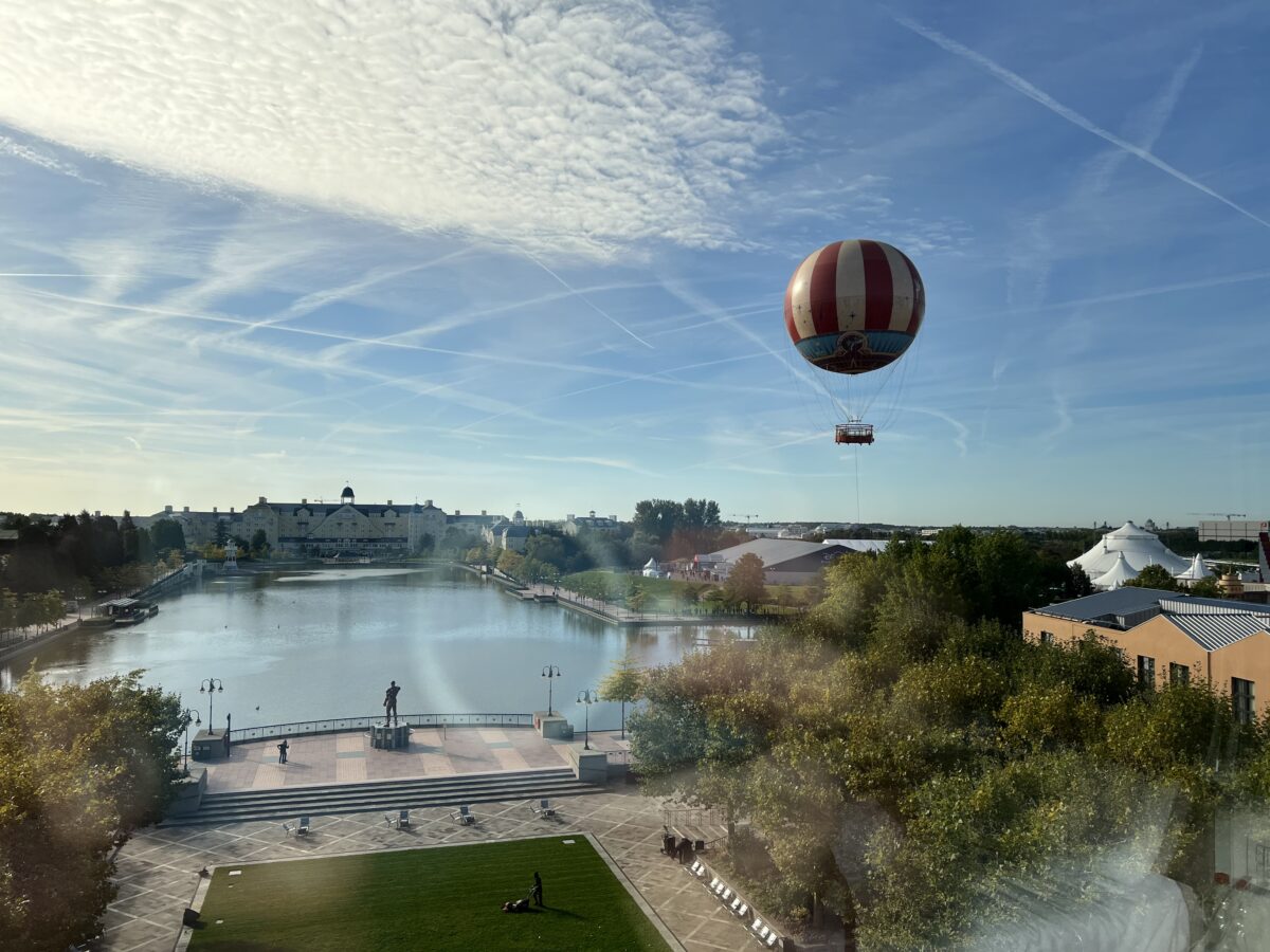 View from Hotel New York - The Art of Marvel at Lake Disney and Disney Village, Panomagique and Newport Bay Club