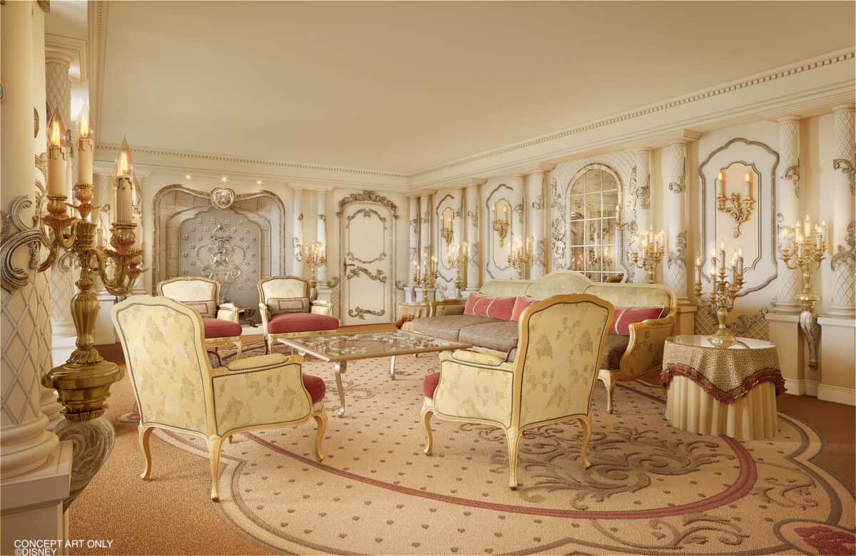Startschuss gefallen: Disneyland Hotel in Paris ab sofort buchbar – Große Eröffnung am 25. Januar 2024 16 Disneyland Hotel in Disneyland Paris: Princely Suite Beauty and the Beast (living room)