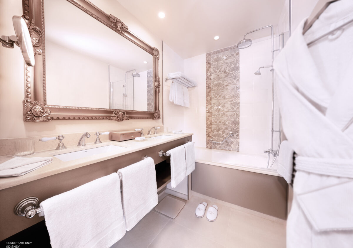 Startschuss gefallen: Disneyland Hotel in Paris ab sofort buchbar – Große Eröffnung am 25. Januar 2024 8 Disneyland Hotel in Disneyland Paris: Room Bathroom