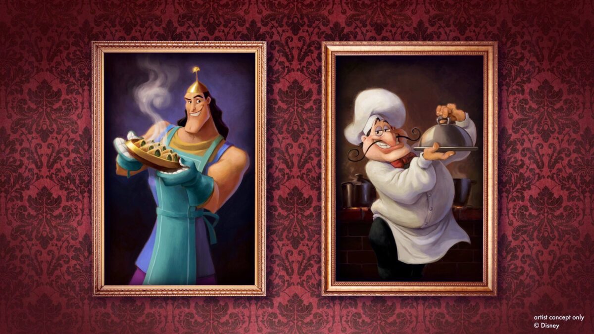 Startschuss gefallen: Disneyland Hotel in Paris ab sofort buchbar – Große Eröffnung am 25. Januar 2024 20 Kronk und Chef Louis Gemälde im Disneyland Hotel Paris