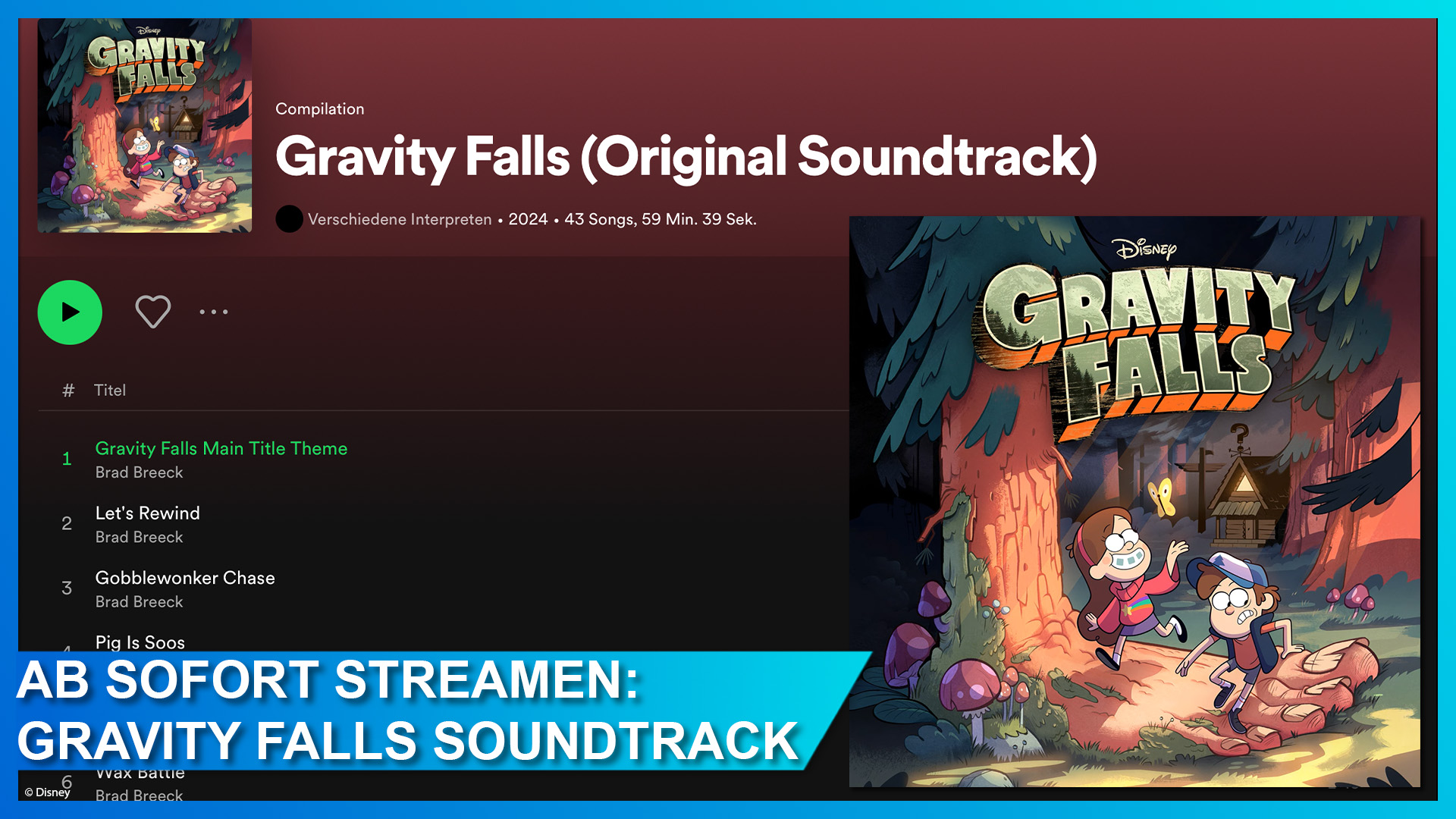 Disney Channel's Willkommen in Gravity Falls Soundtrack auf Spotify streamen