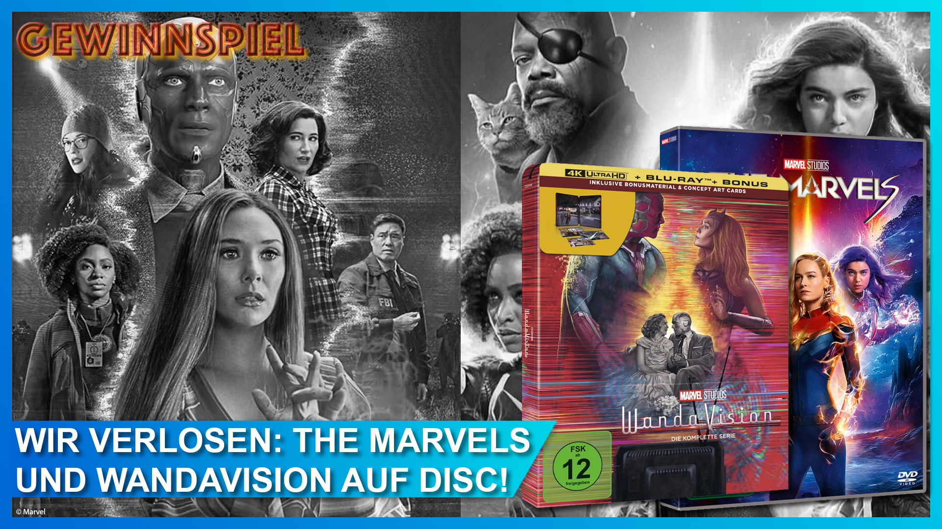 Mega Marvel Gewinnspiel: Wir verlosen 1x WANDAVISION im limitierten 4K Ultra HD Blu-ray Steelbook und 2x THE MARVELS auf DVD!