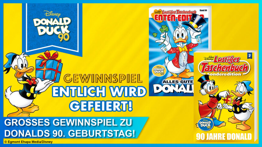Gewinnspiel: Gewinnt 6x Jubiläums Lustige Taschenbücher zum 90. Geburtstag von Donald Duck!