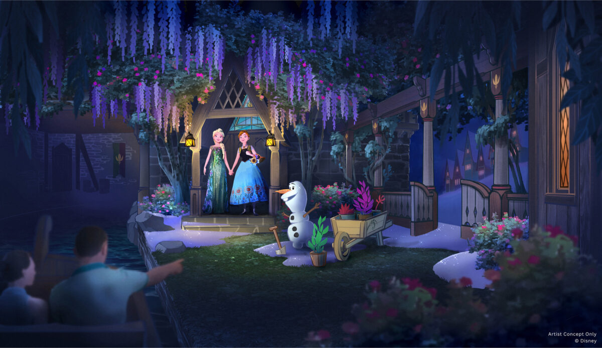 Anna, Elsa und Olaf in Frozen Ever After in "World of Frozen" in Disney Adventure Park in Disneyland Paris - Eröffnung 2025