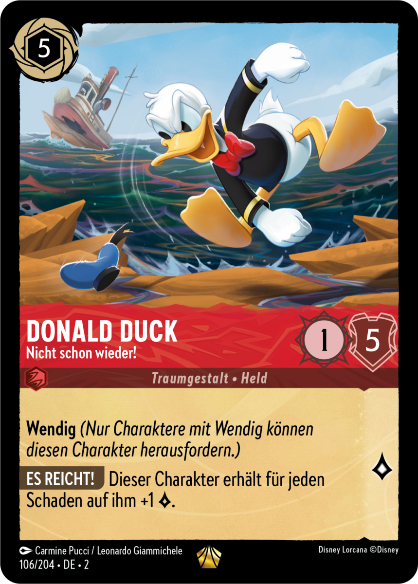 1x Disney Lorcana Karte 106 "Donald Duck - Nicht schon wieder!" von Ravensburger