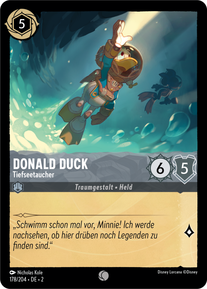 1x Disney Lorcana Karte 178 "Donald Duck - Tiefseetaucher" von Ravensburger 