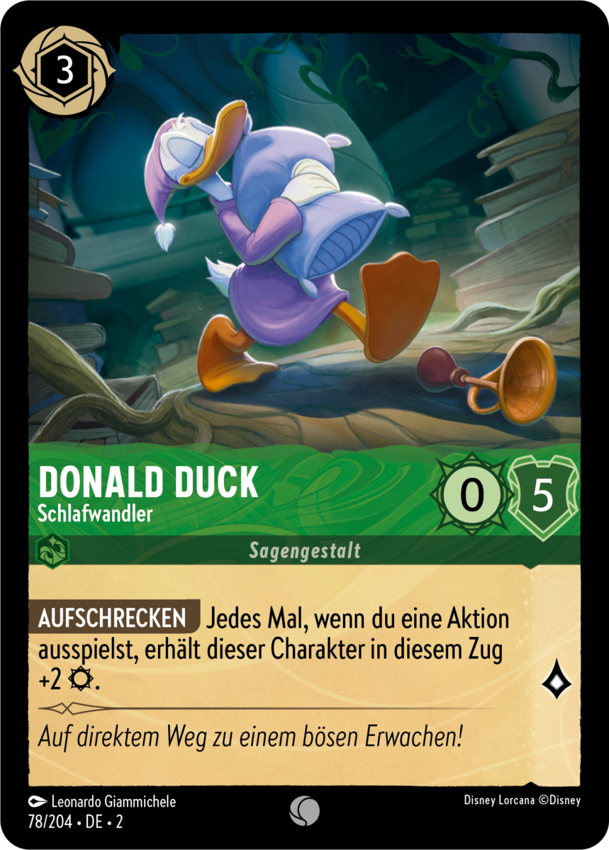 Disney Lorcana Karte 78 "Donald Duck - Schlafwandler" von Ravensburger
