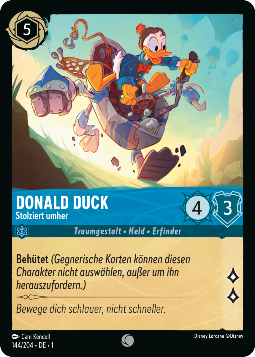 1x Disney Lorcana Karte 144 "Donald Duck - stolziert umher" von Ravensburger 
