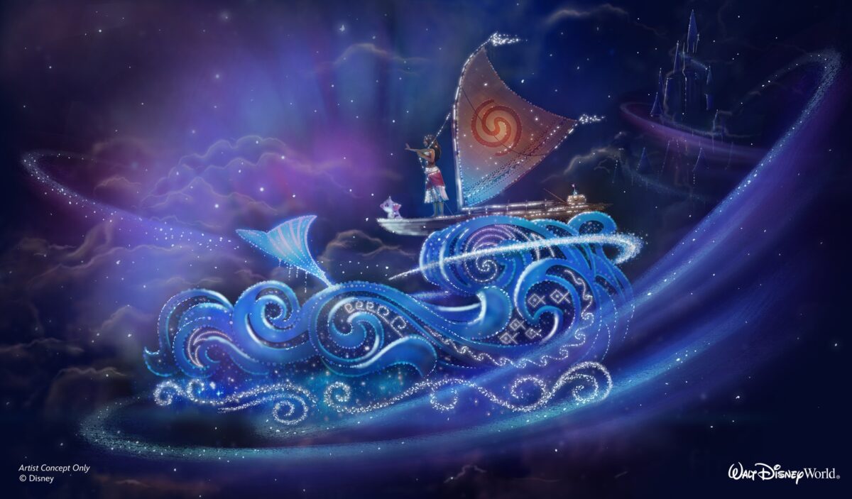 Disney Starlight night parade Magic Kingdom, Walt Disney World with Moana