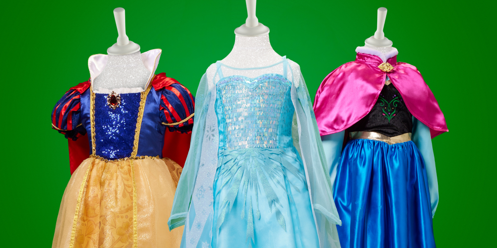 Disney Prinzessinnen Kostüme wie Schneewittchen, Anna und Elsa aus Die Eiskönigin sind tolle Weihnachtsgeschenke für kleine Mädchen