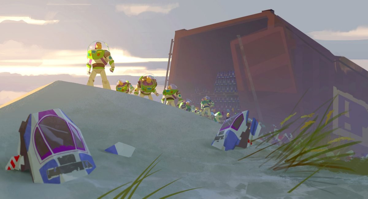 Toy Story 5 Concept Art mit einer bösen Buzz Lightyear Armee