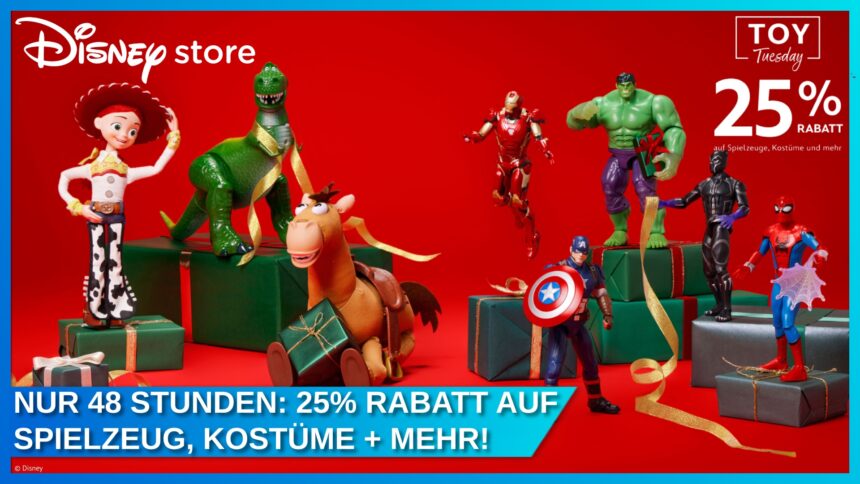 Update: 25% + 10% Rabatt – Nur noch heute auf Spielzeuge, Kostüme und mehr auf DisneyStore.de sichern: Toy Tuesday!