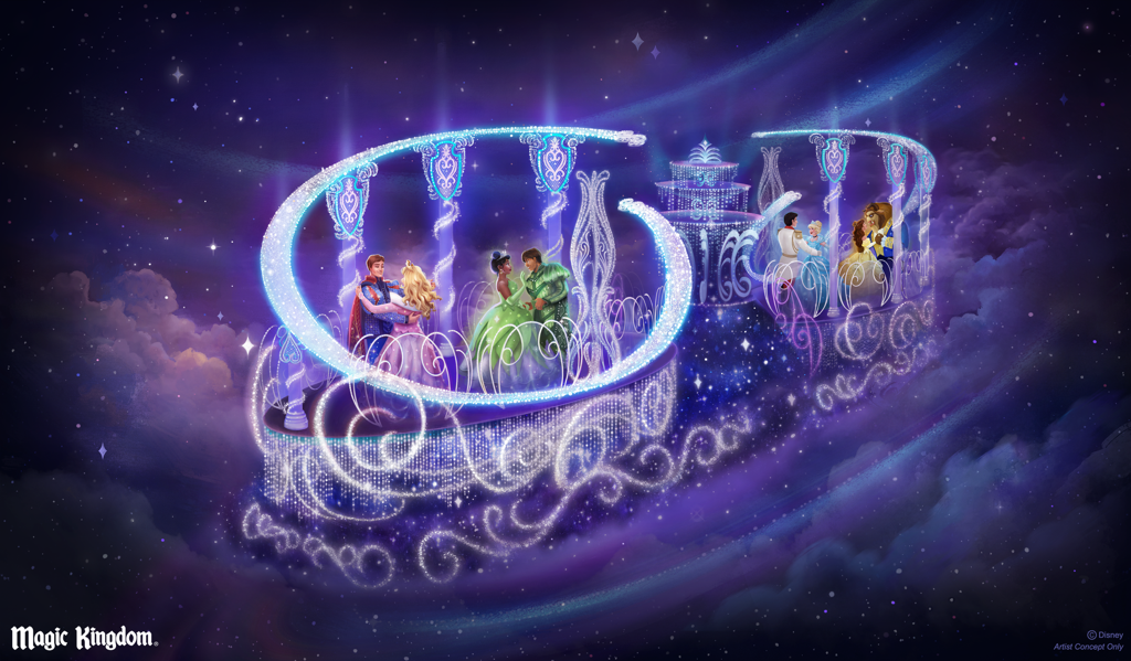 Disney Princess Float in Walt Disney World's new summer 2025 night parade Disney Starlight