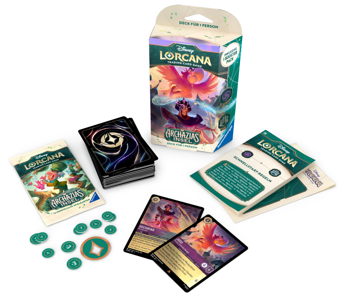 Disney Lorcana: Archazias Insel - Starter-Set Jago und Dschafar mit Amethyst und Stahl Karten