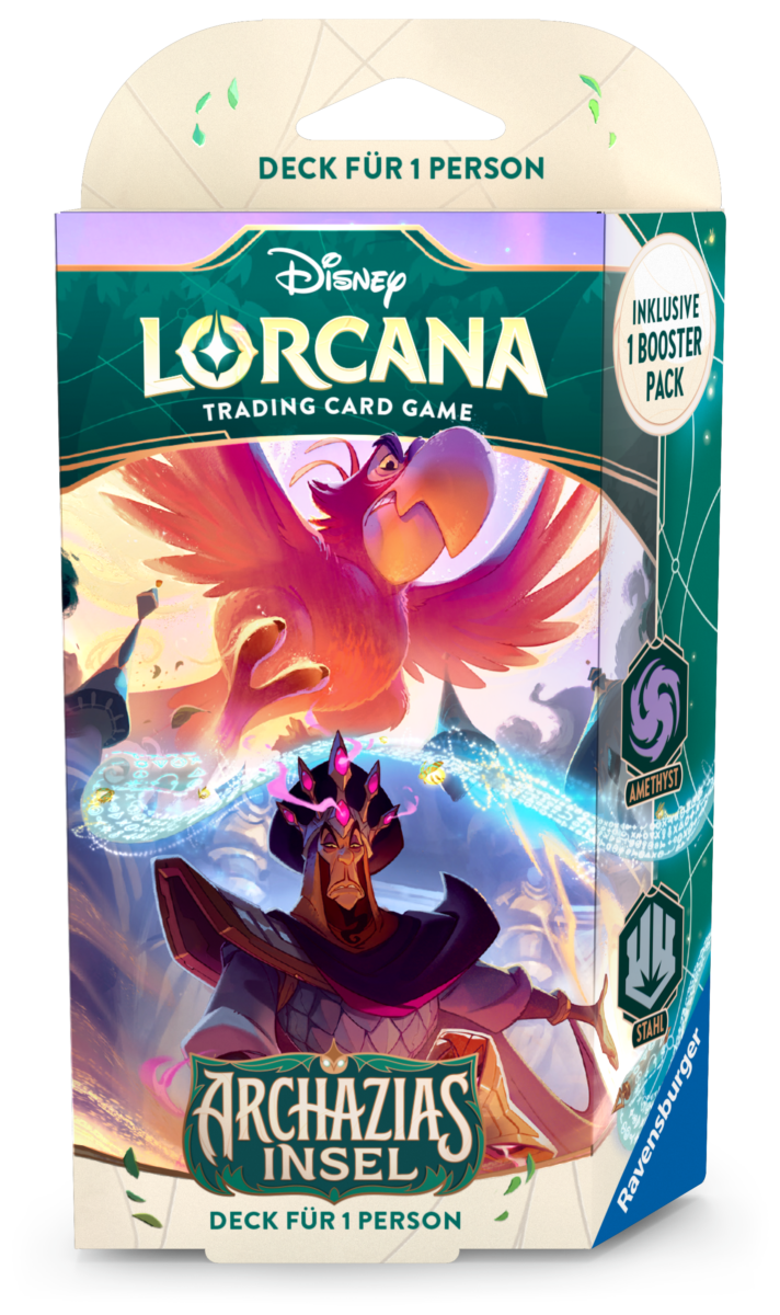 Disney Lorcana: Archazias Insel - Starter-Set Jago und Dschafar mit Amethyst und Stahl Karten