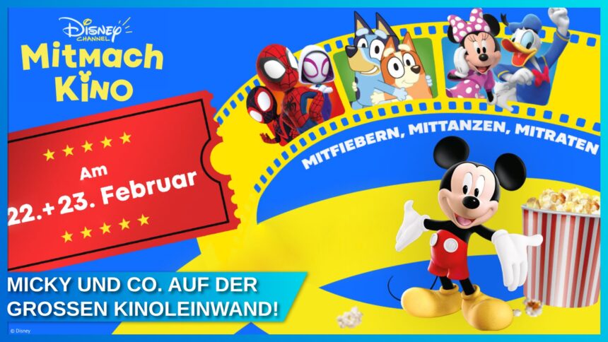 Das Disney Channel Mitmach-Kino geht in die nächste Runde – Spidey, Bluey & Micky auf der großen Leinwand am 22. + 23. Februar 2025!