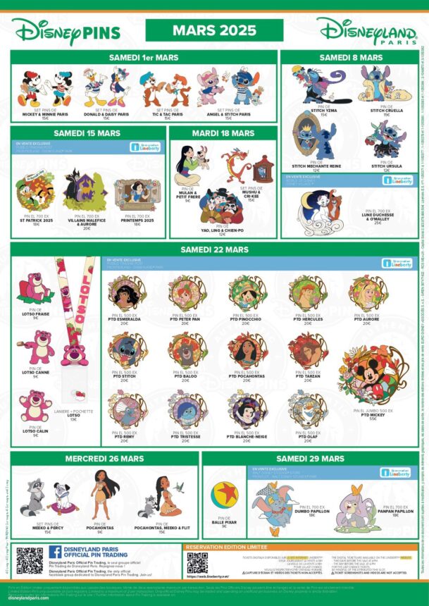 Neue Disney Pins im März 2025 in Disneyland Paris