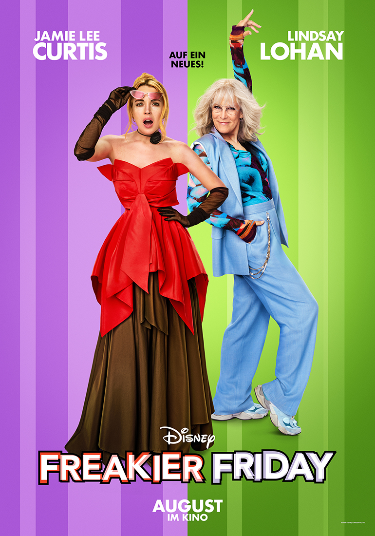 Kinoposter für Disneys Freakier Friday mit Jamie Lee Curtis und Lindsay Lohan - ab 7. August 2025 im Kino