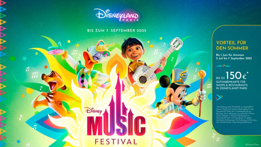 Angebot: Bis zu 150 € Guthabenkarte für Disneyland Paris sichern* – jetzt zum Disney Music Festival!