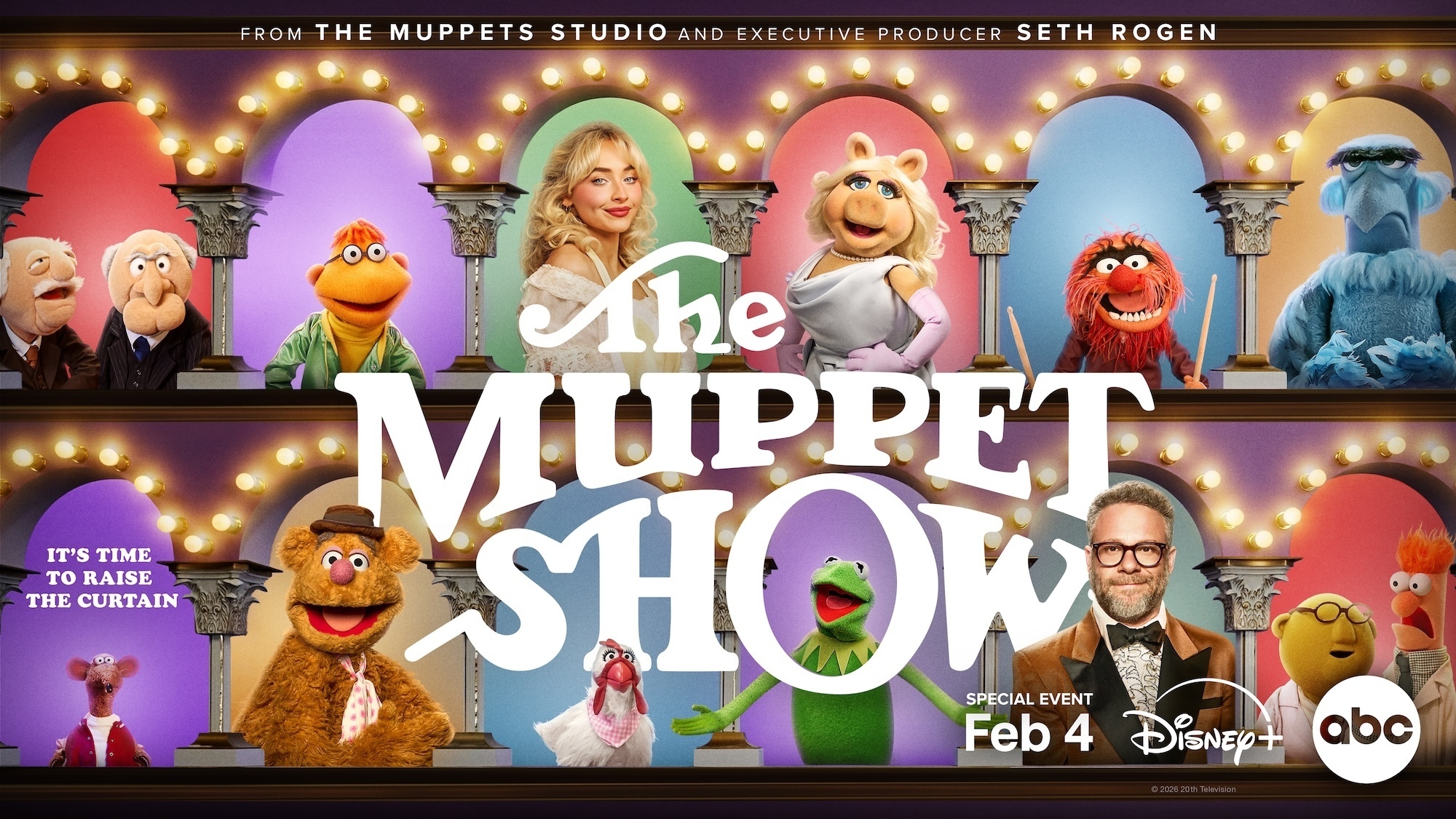 Die Muppet Show Plakat mit Kermit, Miss Piggy und Sabrina Carpenter