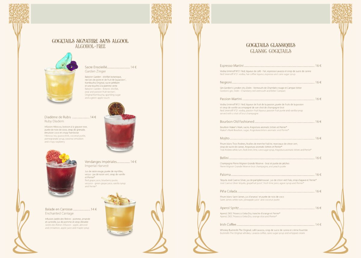 The Regal View Restaurant & Lounge - vollständiges Drink Menü mit Cocktails, Weinen, Kaffee und mehr