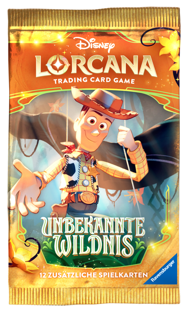 Disney Lorcana Unbekannte Wildnis Booster Packs mit Toy Story Charakteren wie Woody