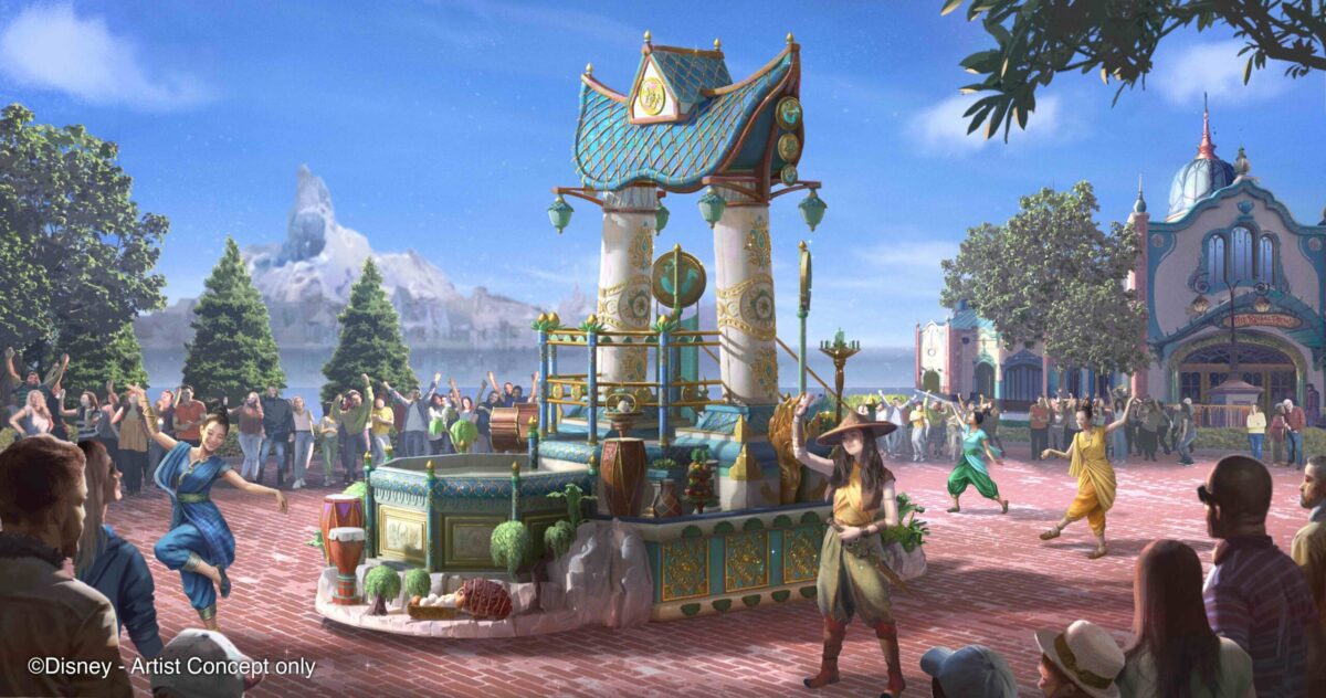 Raya aus Raya und der letzte Drache in der Prinzesinnen-Parade in Disney Adventure World