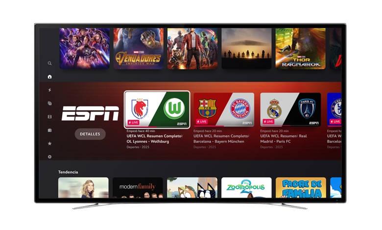Offizielles Logo von ESPN integriert in die Benutzeroberfläche von Disney+