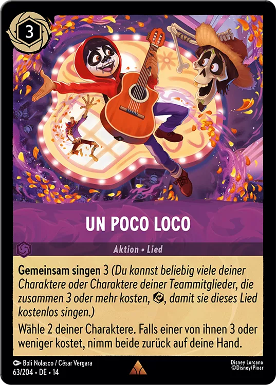 Disney Lorcana „Die Stadt Hyperia”: Coco kommt nach Lorcana – alle Infos zu Set 14 5 Disney Lorcana Set 14: Die Stadt Hyperia Karte: Un Poco Loco (Coco)